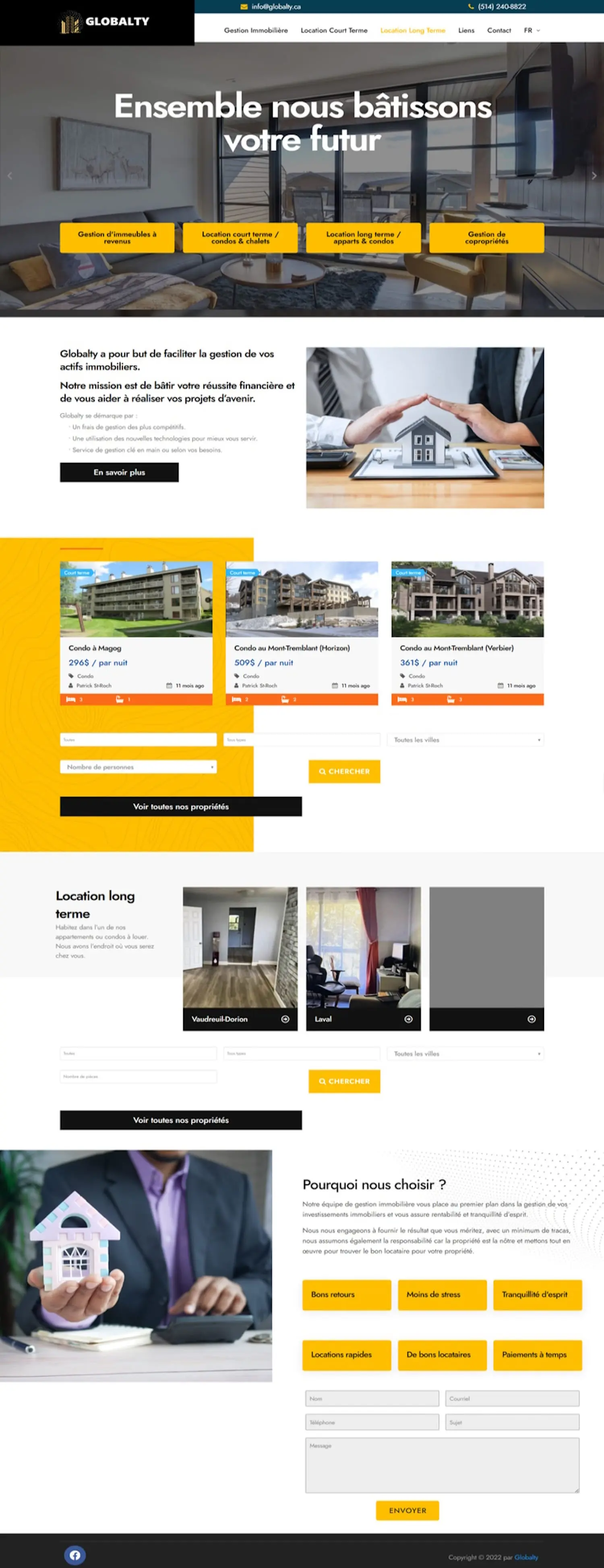 Conception site web pour Globalty - Agence Experts NetWeb
